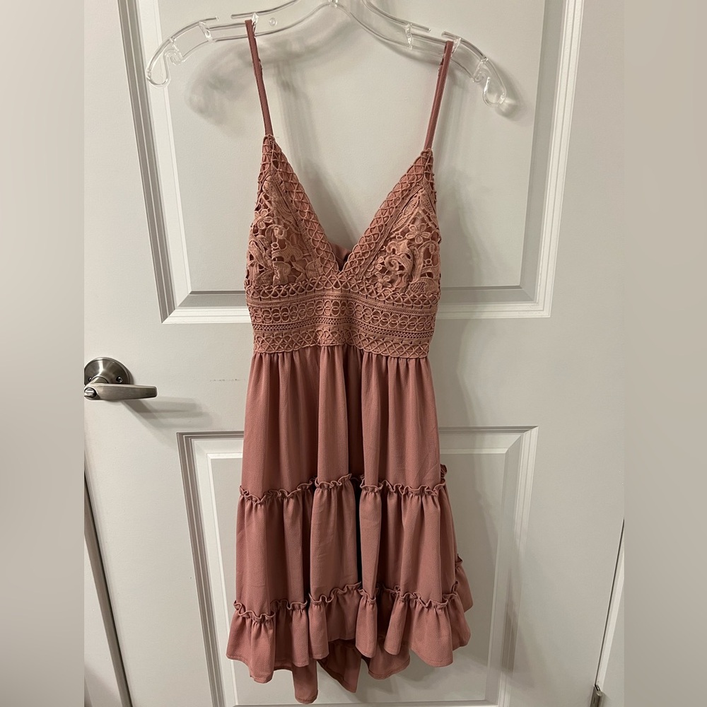 HELLO MOLLY summer ruffle dress - dark blush, large (12)